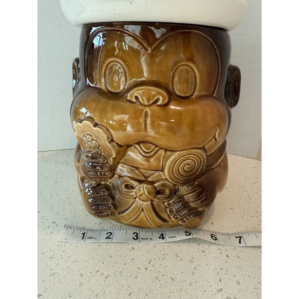 Cookie Jar Brown‎ Monkey with White Hat And Lollipop
